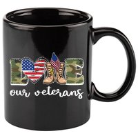 Love Our Veterans Support Our Veterans 11oz C Handle Ceramic Mug