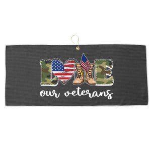 Love Our Veterans Support Our Veterans Large Microfiber Waffle Golf Towel