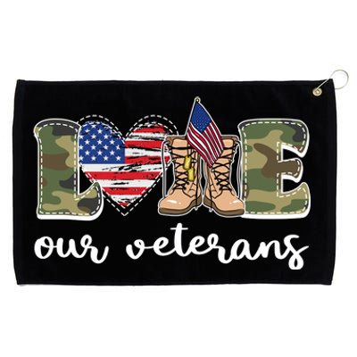 Love Our Veterans Support Our Veterans Grommeted Golf Towel