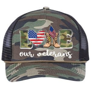 Love Our Veterans Support Our Veterans Retro Rope Trucker Hat Cap