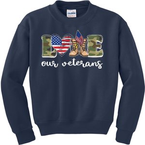 Love Our Veterans Support Our Veterans Kids Sweatshirt