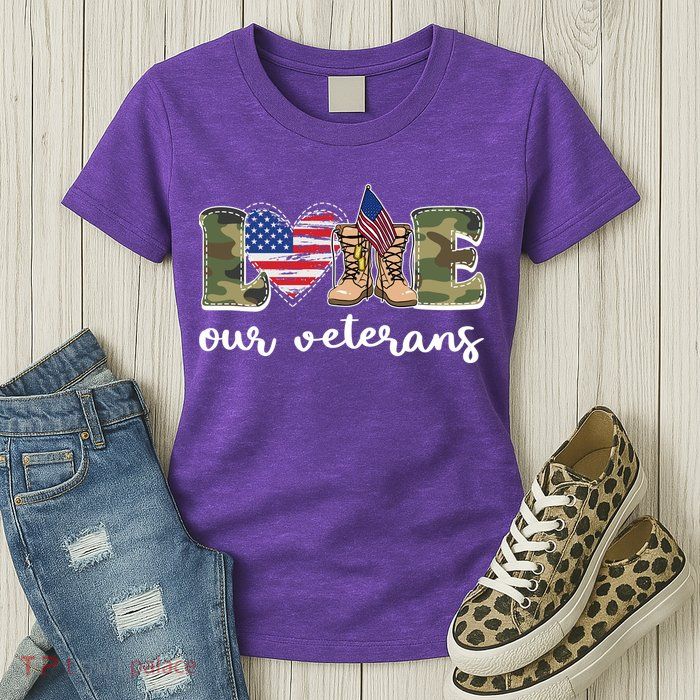 Love Our Veterans Support Our Veterans Womens T-Shirt