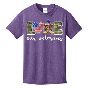 Love Our Veterans Support Our Veterans Kids T-Shirt