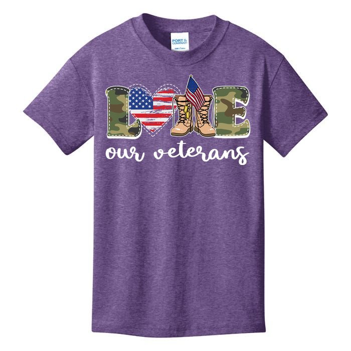 Love Our Veterans Support Our Veterans Kids T-Shirt