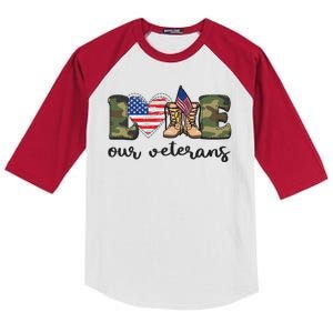 Love Our Veterans Support Our Veterans Kids Colorblock Raglan Jersey