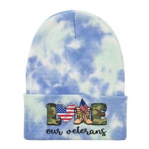 Love Our Veterans Support Our Veterans Tie Dye 12in Knit Beanie