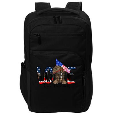 Love Our Veterans Day Proud Military American Flag Impact Tech Backpack