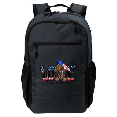 Love Our Veterans Day Proud Military American Flag Daily Commute Backpack