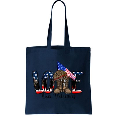 Love Our Veterans Day Proud Military American Flag Tote Bag