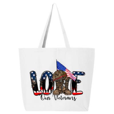 Love Our Veterans Day Proud Military American Flag 25L Jumbo Tote