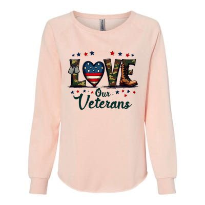 Love Our Veterans Day Proud Military Womens California Wash Sweatshirt