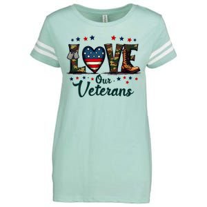 Love Our Veterans Day Proud Military Enza Ladies Jersey Football T-Shirt