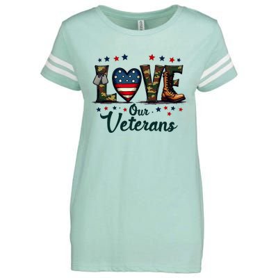 Love Our Veterans Day Proud Military Enza Ladies Jersey Football T-Shirt