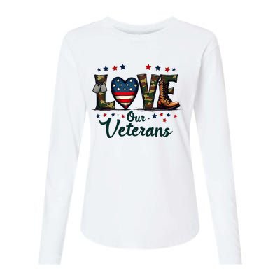 Love Our Veterans Day Proud Military Womens Cotton Relaxed Long Sleeve T-Shirt