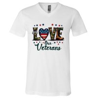 Love Our Veterans Day Proud Military V-Neck T-Shirt