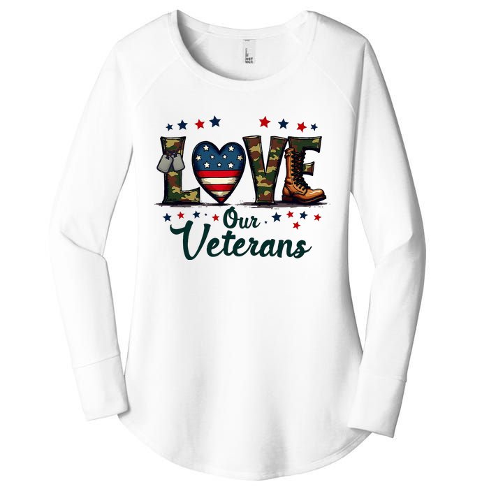 Love Our Veterans Day Proud Military Women's Perfect Tri Tunic Long Sleeve Shirt