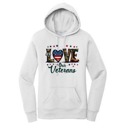 Love Our Veterans Day Proud Military Women's Pullover Hoodie