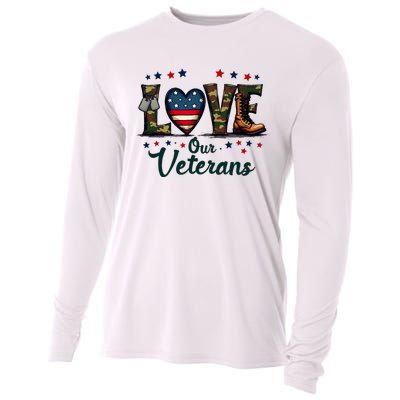 Love Our Veterans Day Proud Military Cooling Performance Long Sleeve Crew