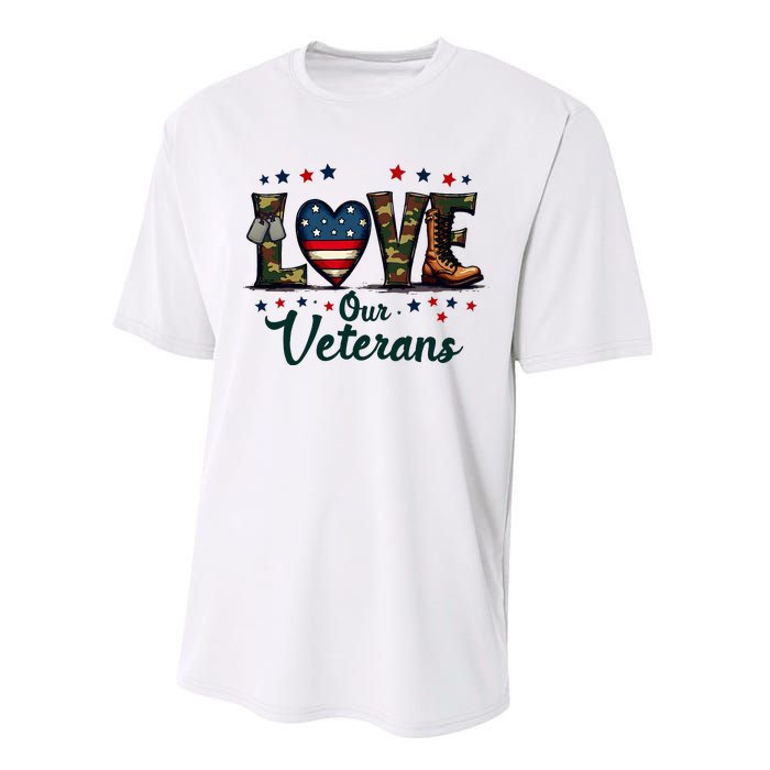 Love Our Veterans Day Proud Military Performance Sprint T-Shirt