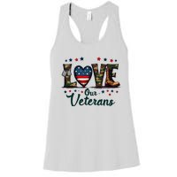 Love Our Veterans Day Proud Military Women's Racerback Tank