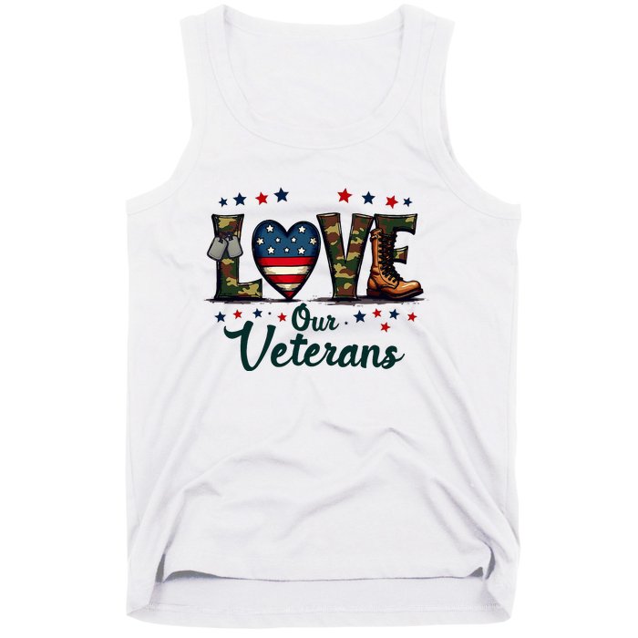 Love Our Veterans Day Proud Military Tank Top