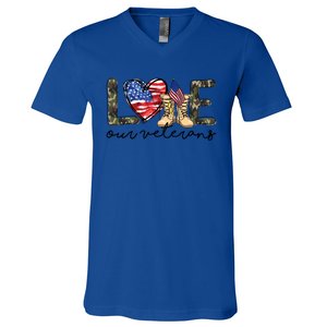 Love Our Veterans Us Military Veterans Day Great Gift V-Neck T-Shirt