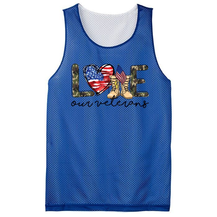 Love Our Veterans Us Military Veterans Day Great Gift Mesh Reversible Basketball Jersey Tank