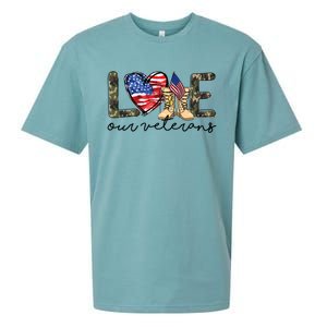 Love Our Veterans Us Military Veterans Day Great Gift Sueded Cloud Jersey T-Shirt