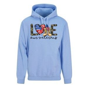 Love Our Veterans Us Military Veterans Day Great Gift Unisex Surf Hoodie