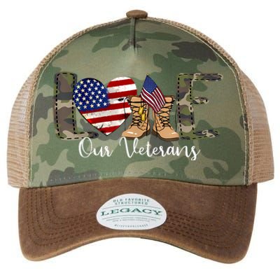 Love Our Veterans Day Proud Military American Flag Legacy Tie Dye Trucker Hat