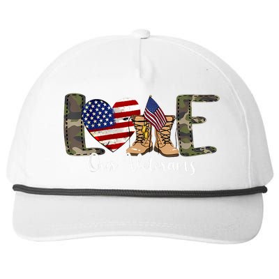 Love Our Veterans Day Proud Military American Flag Snapback Five-Panel Rope Hat