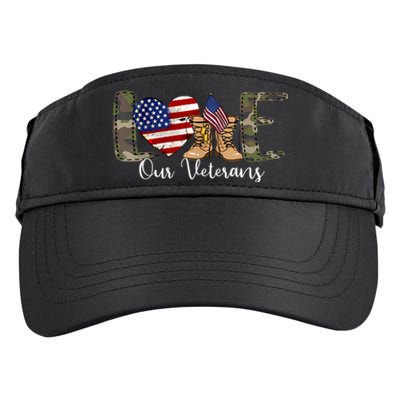 Love Our Veterans Day Proud Military American Flag Adult Drive Performance Visor