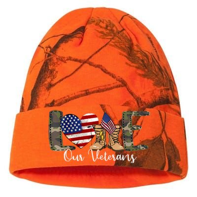 Love Our Veterans Day Proud Military American Flag Kati Licensed 12" Camo Beanie