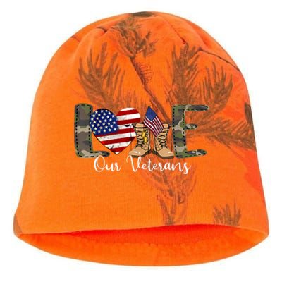 Love Our Veterans Day Proud Military American Flag Kati - Camo Knit Beanie