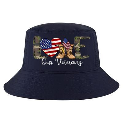 Love Our Veterans Day Proud Military American Flag Cool Comfort Performance Bucket Hat