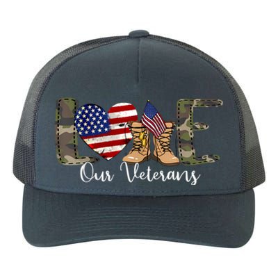 Love Our Veterans Day Proud Military American Flag Yupoong Adult 5-Panel Trucker Hat