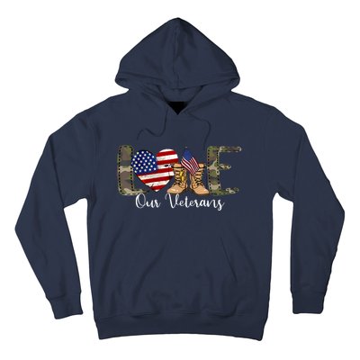 Love Our Veterans Day Proud Military American Flag Hoodie