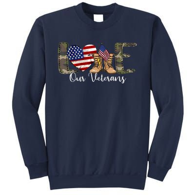 Love Our Veterans Day Proud Military American Flag Sweatshirt