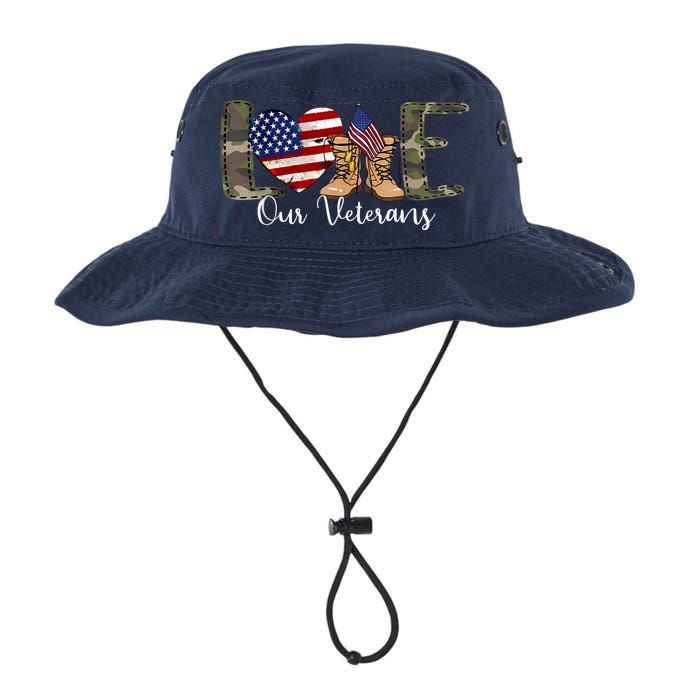 Love Our Veterans Day Proud Military American Flag Legacy Cool Fit Booney Bucket Hat