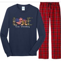 Love Our Veterans Day Proud Military American Flag Long Sleeve Pajama Set