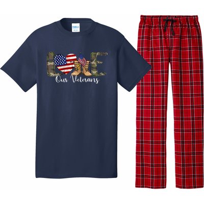 Love Our Veterans Day Proud Military American Flag Pajama Set