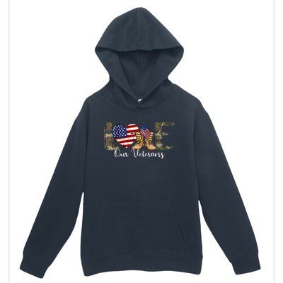 Love Our Veterans Day Proud Military American Flag Urban Pullover Hoodie