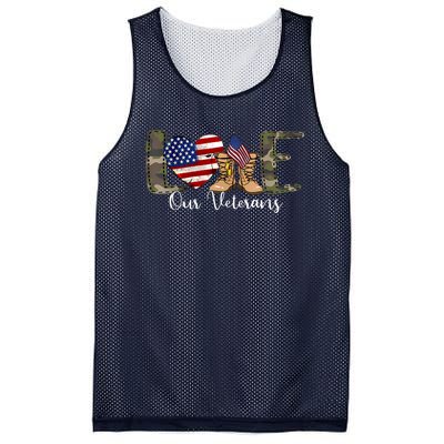 Love Our Veterans Day Proud Military American Flag Mesh Reversible Basketball Jersey Tank