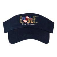 Love Our Veterans Day Proud Military American Flag Valucap Bio-Washed Visor