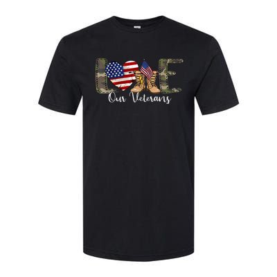 Love Our Veterans Day Proud Military American Flag Softstyle® CVC T-Shirt