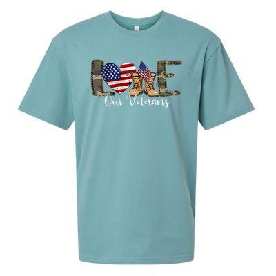 Love Our Veterans Day Proud Military American Flag Sueded Cloud Jersey T-Shirt