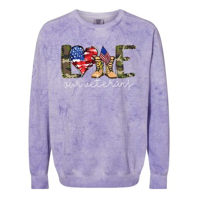 Love Our Veterans Us Military S Veterans Day Colorblast Crewneck Sweatshirt