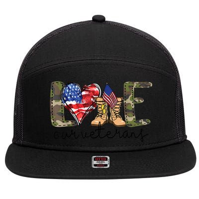 Love Our Veterans 7 Panel Mesh Trucker Snapback Hat