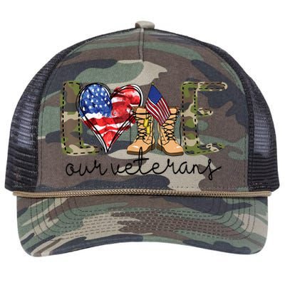 Love Our Veterans Retro Rope Trucker Hat Cap