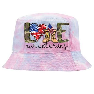 Love Our Veterans Tie-Dyed Bucket Hat